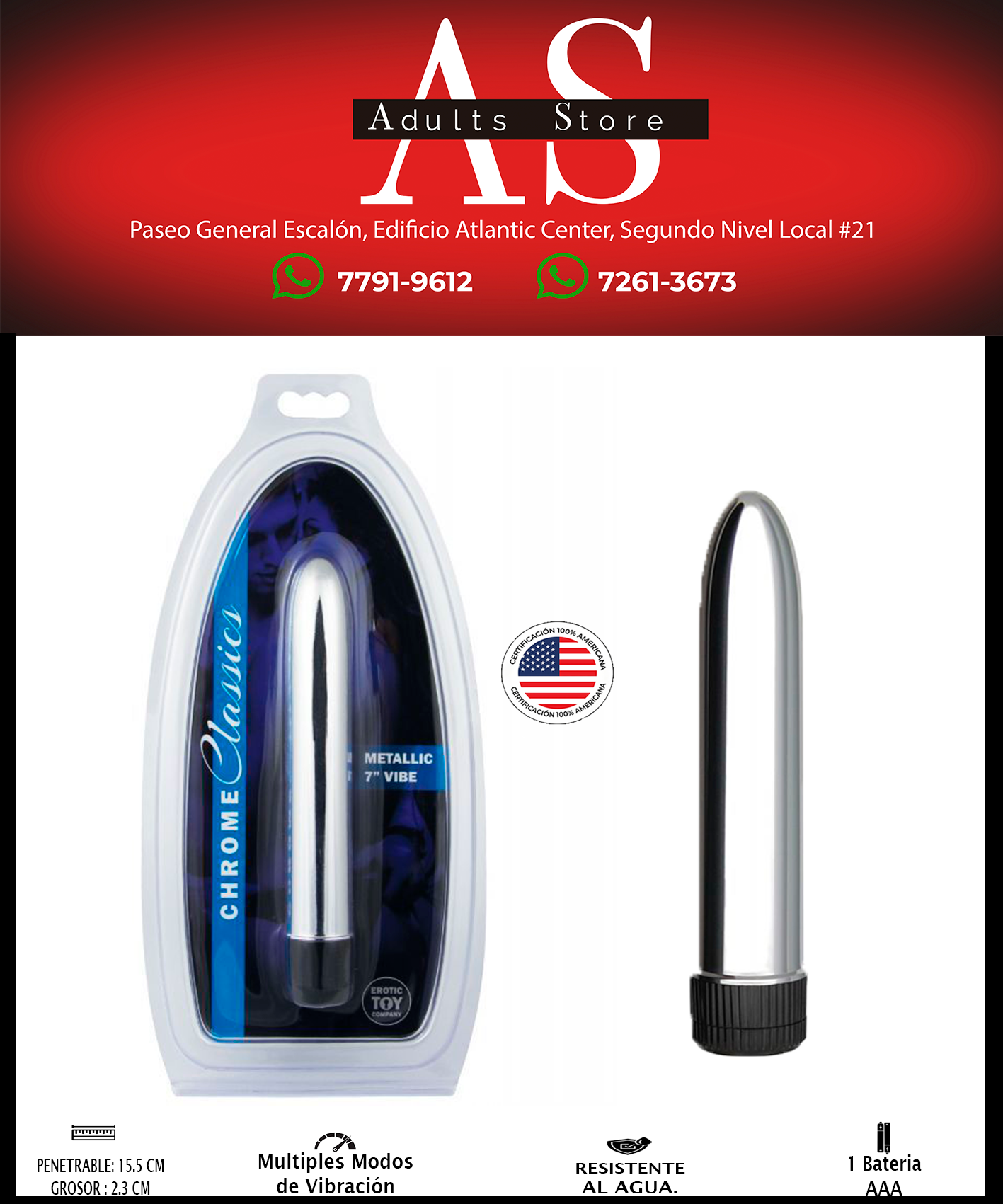 Vibrador Chrome Classics Metallic 7"