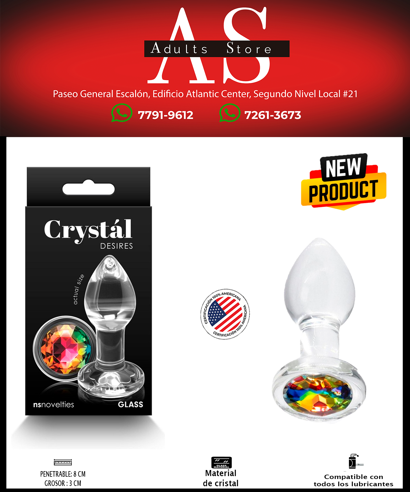Dilatador Anal Crystal Rainbow Medium