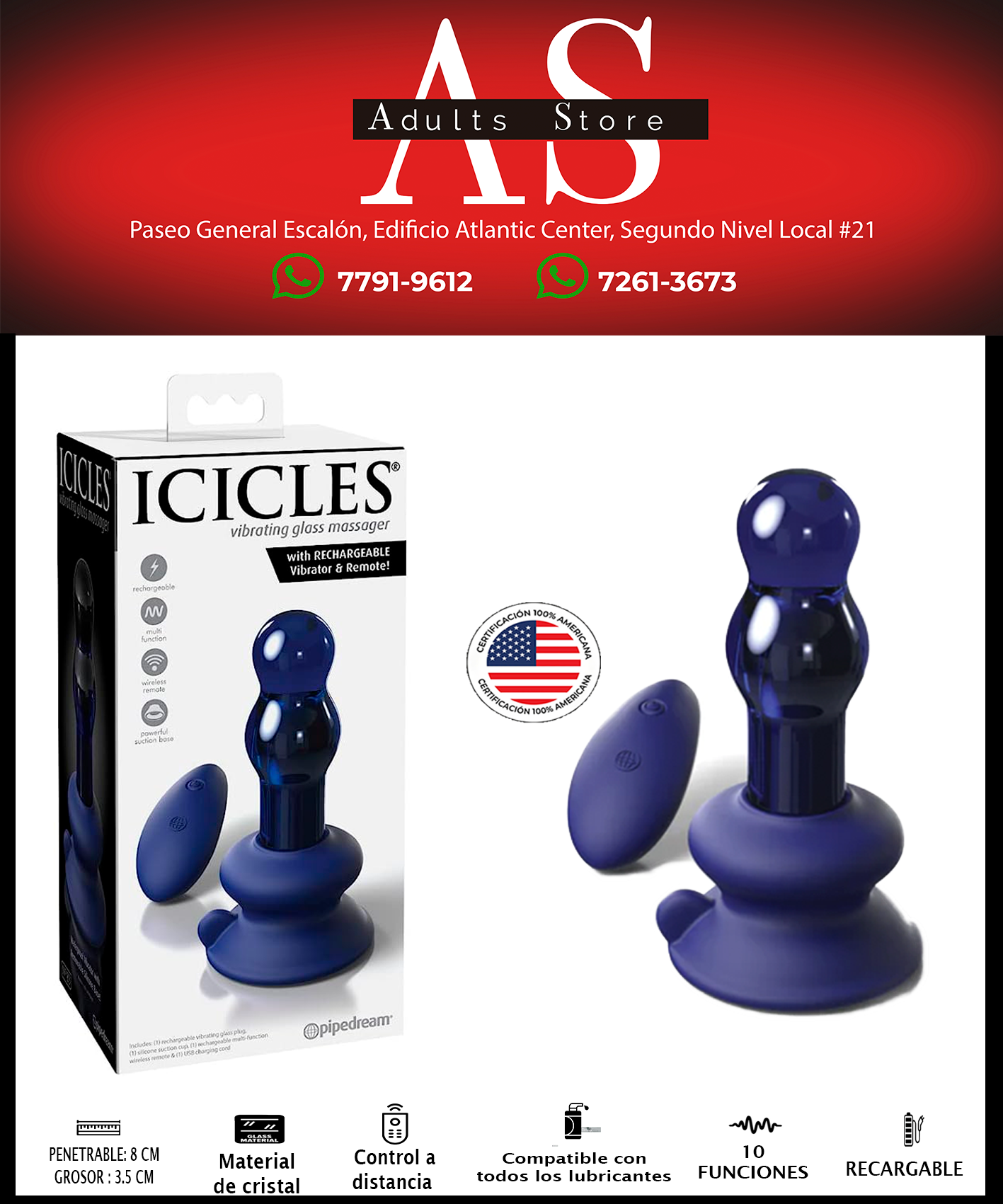 Dilatador Anal Icicles Con Vibración