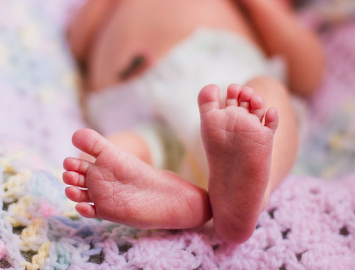 Newborn infant toes
