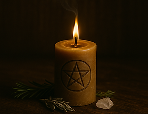 Ochranná rituálna sviečka s pentagramom – energetická očista a ochrana priestoru