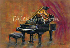 Grand piano classic black music instrument performance painting bright colors