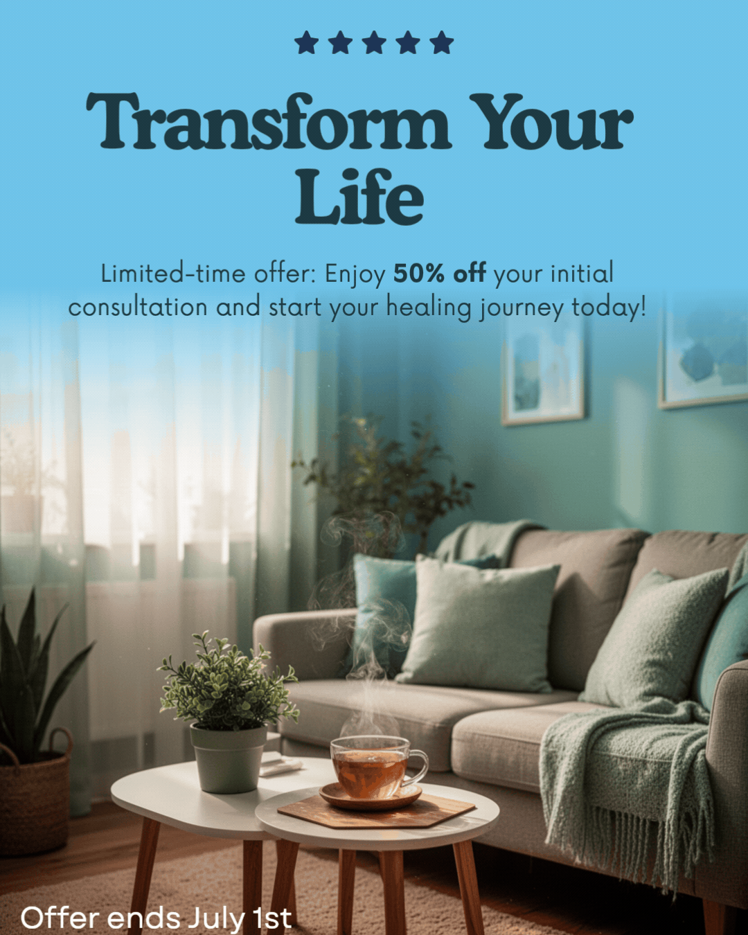 A 50% dicount offer for therapy consultation