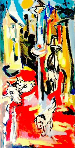 SLAND AND MAN SERIES She tried make a connection to  F. Nietzsche and  between his life and essence, the island and loneliness. In the first picture of the series,  she empathized with Nietzsche's mood of self-discovery. The second picture of the series, she thought, had returned to him, calming his mood. This makes the exterior images look more calm. In the third picture she interprets the myth how  Nietzcshe to lose him mind by hugging a horse in the myth but on her painting is Nietzsche finding his own essence that resembles a horse on an island  This artwork' s income was donated to Savingnil for the treatment of  Baby Nil (Nil Güleç) by Göknil Gümüş Sungurtekin. https://www.savingnil.com/collections/resimler/products/goknil-gumus-sungurtekin-ada-ve-adam  Art For Good Project