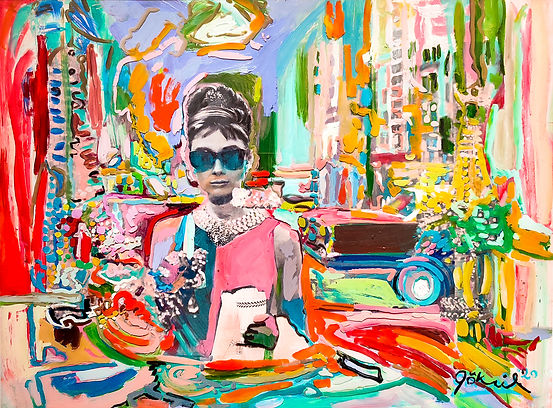 Audrey Hepburn - '' I Believe In Pink '' Series No_2 Painting By Göknil Gümüş Sungurtekin 