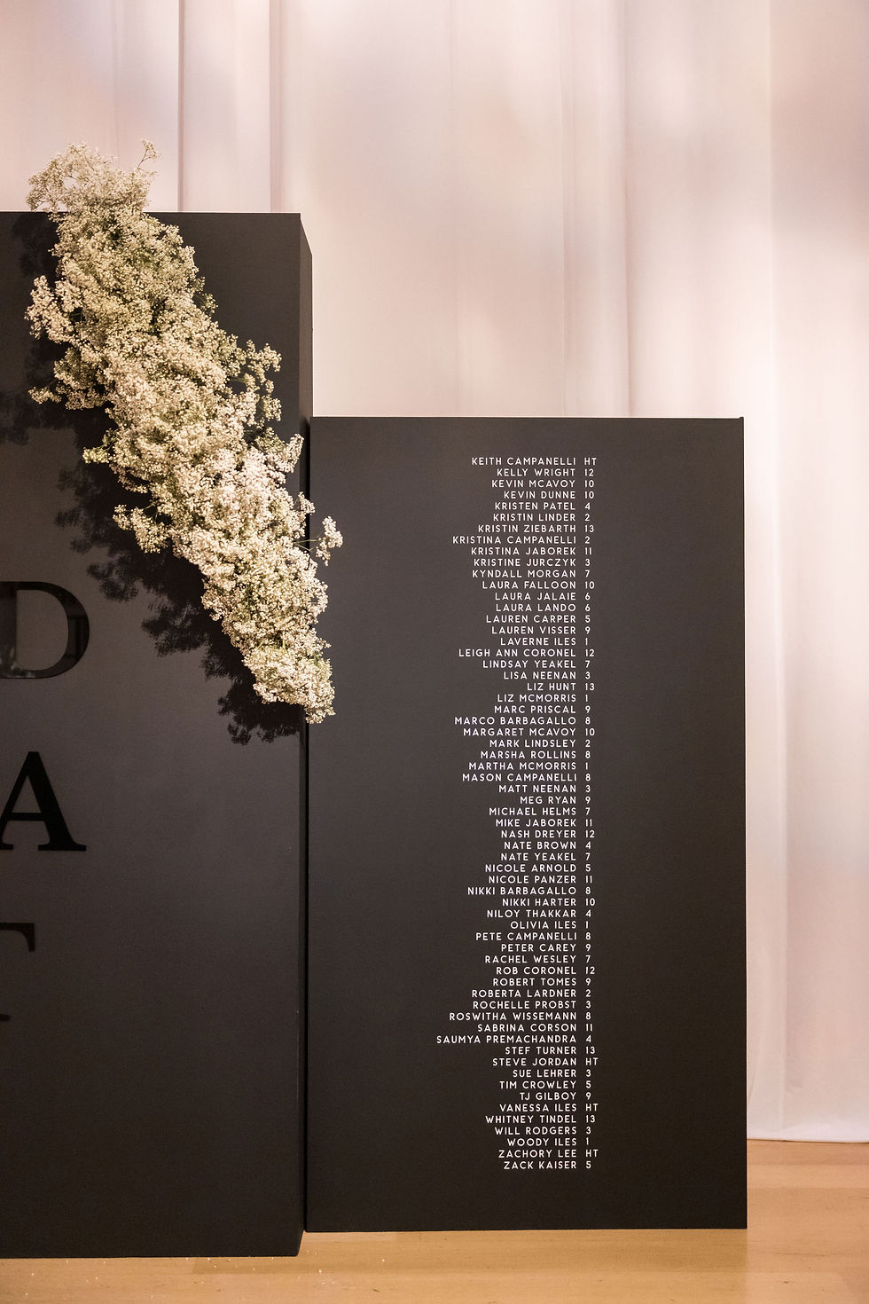 black and white seating chart