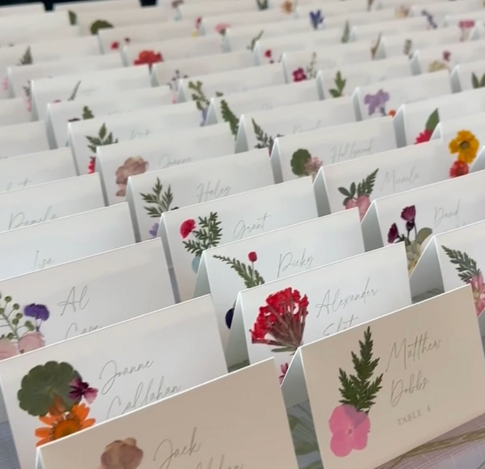 dried floral escort cards