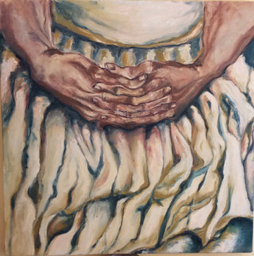 Grandma's Lap  Oil on Canvas   30 cx 30_.jpeg