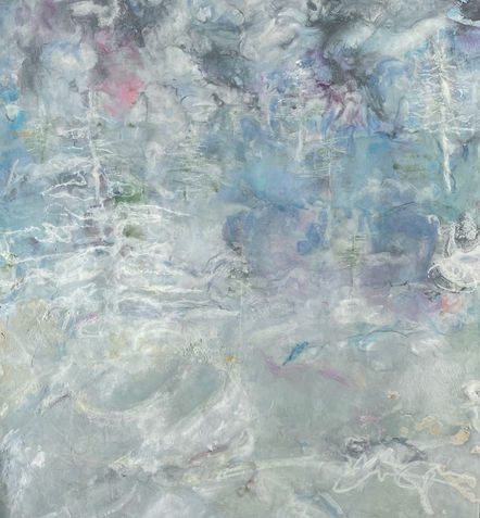 Winter in Tahoe  Encaustic Monotype  24 x 30