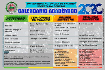 Modifican el Calendario Académico para el Segundo Semestre 2020 - UNACHI