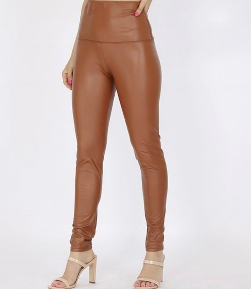 Thumbnail: Faux High Waist Leather Pants