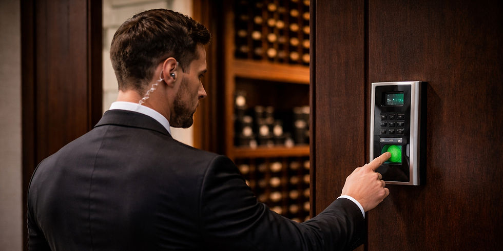 Close-up of a biometric access control lock being used to secure entry