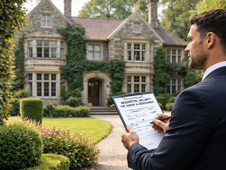 Residential Security Consultant Completing A Site Survey On Country Estate
