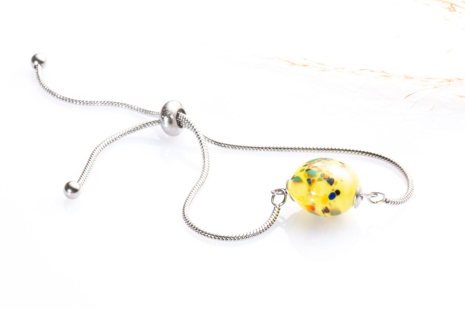 Bracelet ajustable - 1 perle plate