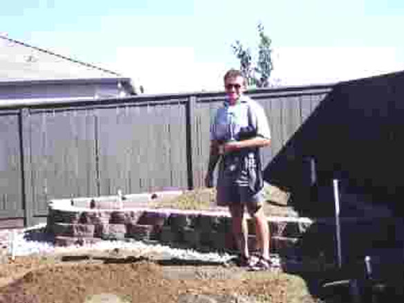 Sacramento Landscape Company concrete block raised planter with irrigation.