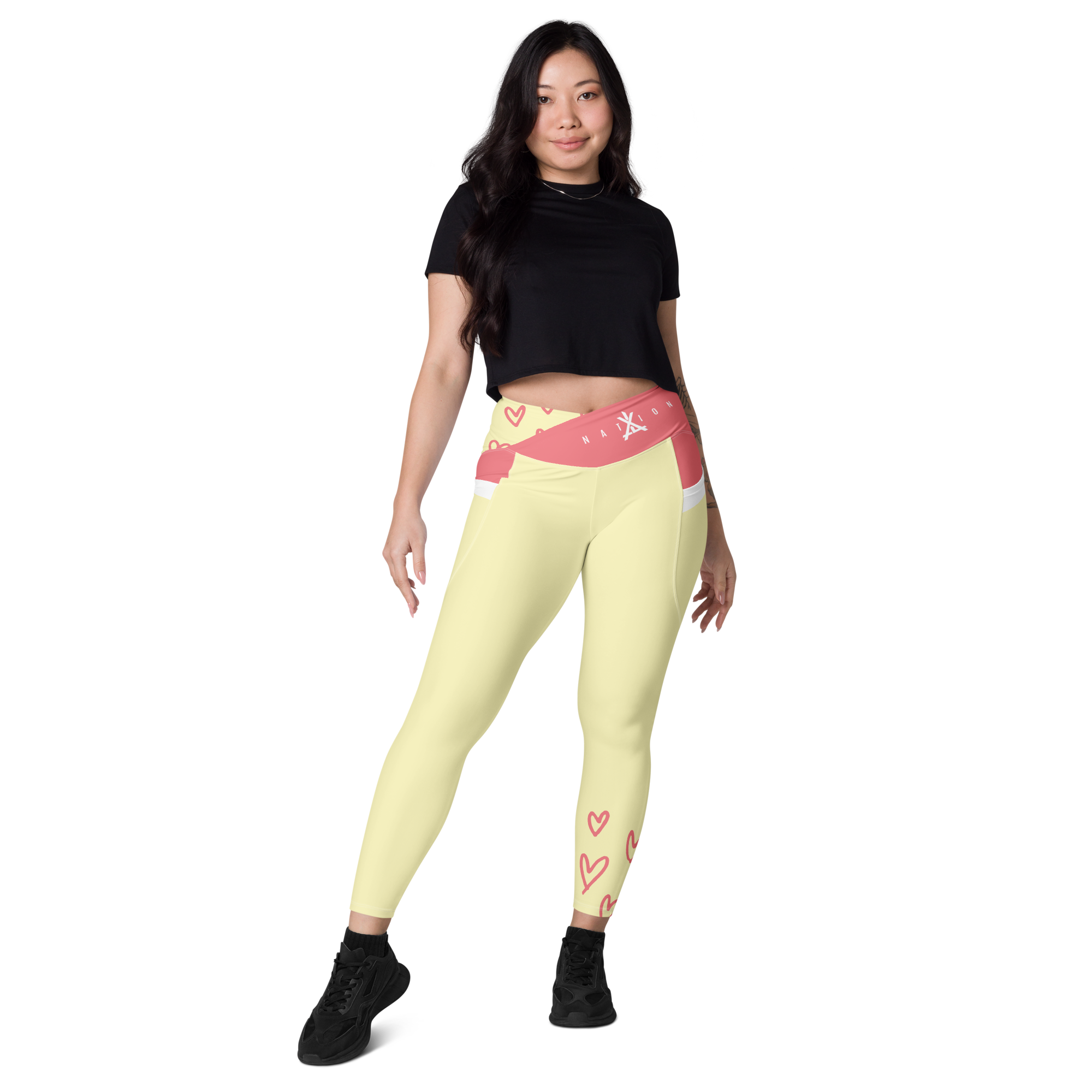 X Spring Hearts Crossover Leggings with Pockets