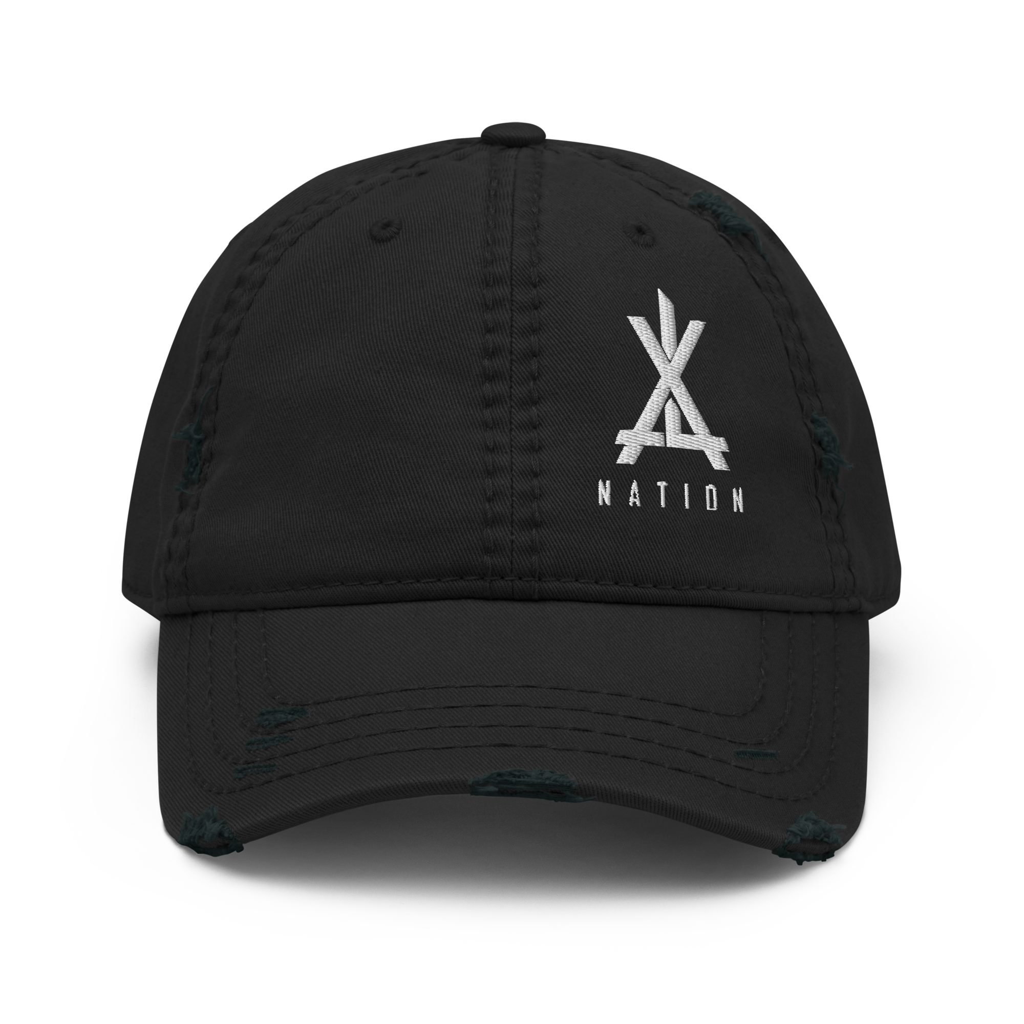 White Side Logo Distressed Hat