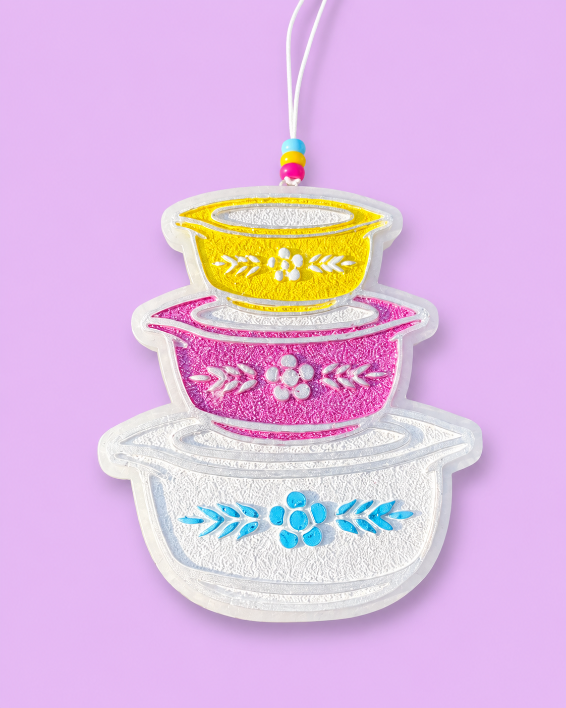 Cotton Mist Pyrex Dish Car Freshie with beads