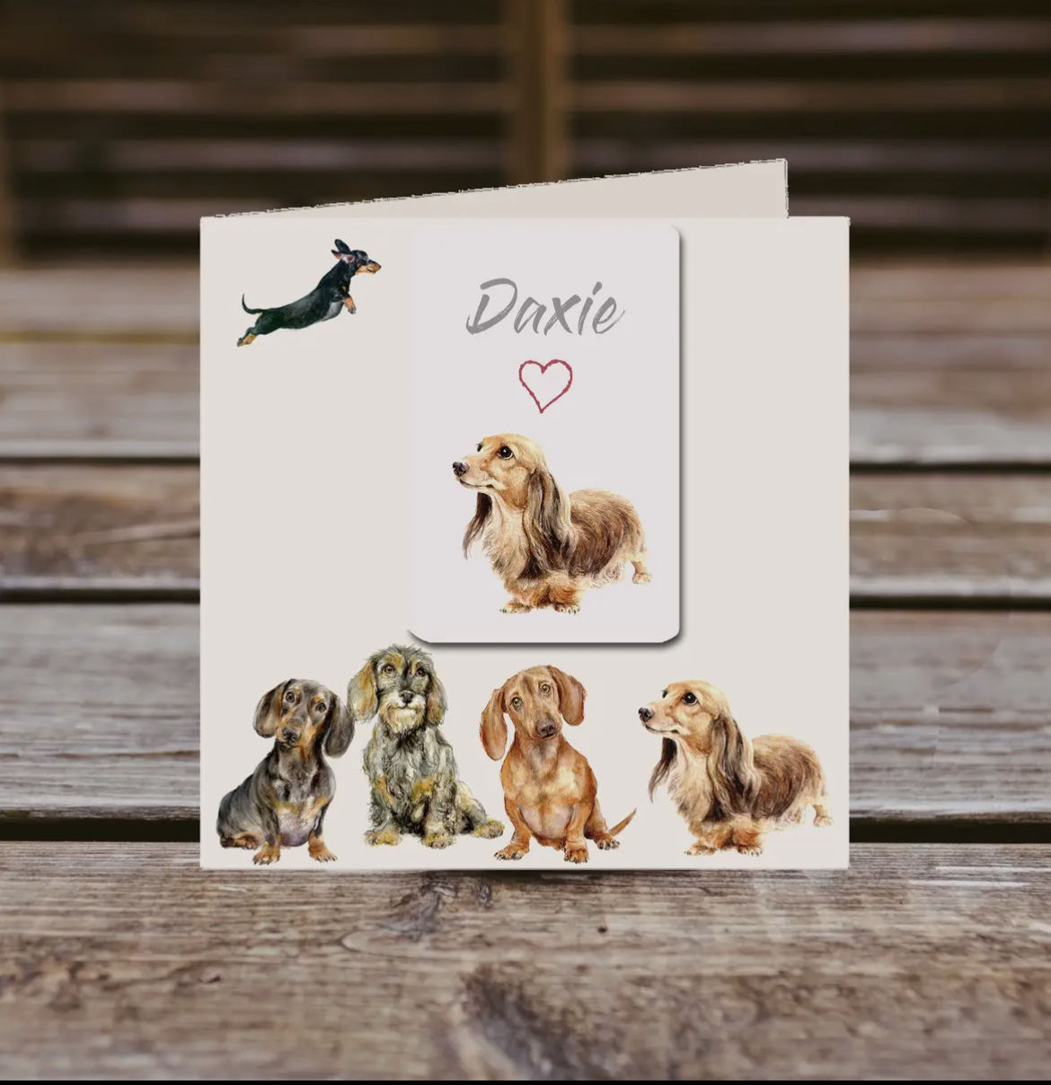 Dachshund fridge magnet greetings card