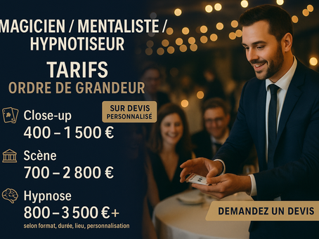 Récapitulatif des prix pour différentes prestations.