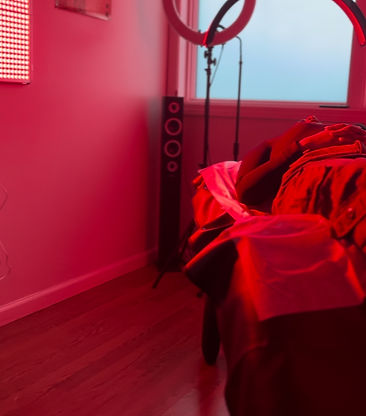 MICROBLADING client in Springfield Massachusetts laying on treatment bed while undergoing Red Light Therapy