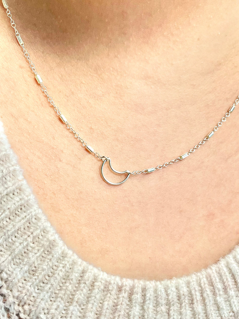 18in sterling silver 925 chain with moon connector charm