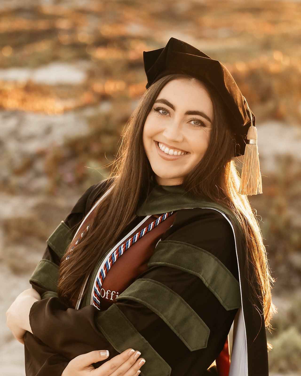 College senior photos on the beach in San Diego, Doctorate grad