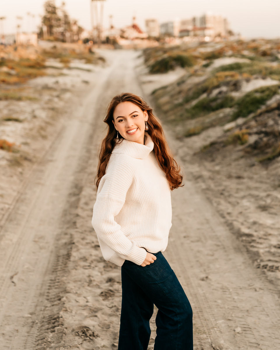 High School Senior Photos of a girl on the beach in San Diego