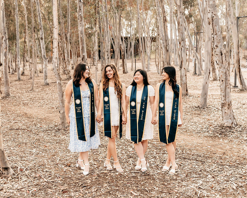 UCSD women college grads on campus with stoles5