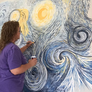 Van Gogh's Starry Night mural in residential home Hanford, CA