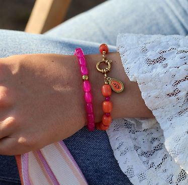 Armbandjes roze en oranje