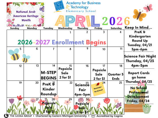 April Monthly Calendar