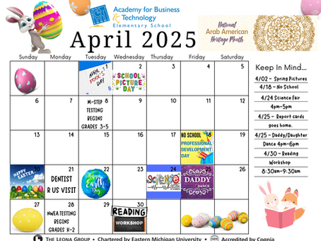 April Monthly Calendar