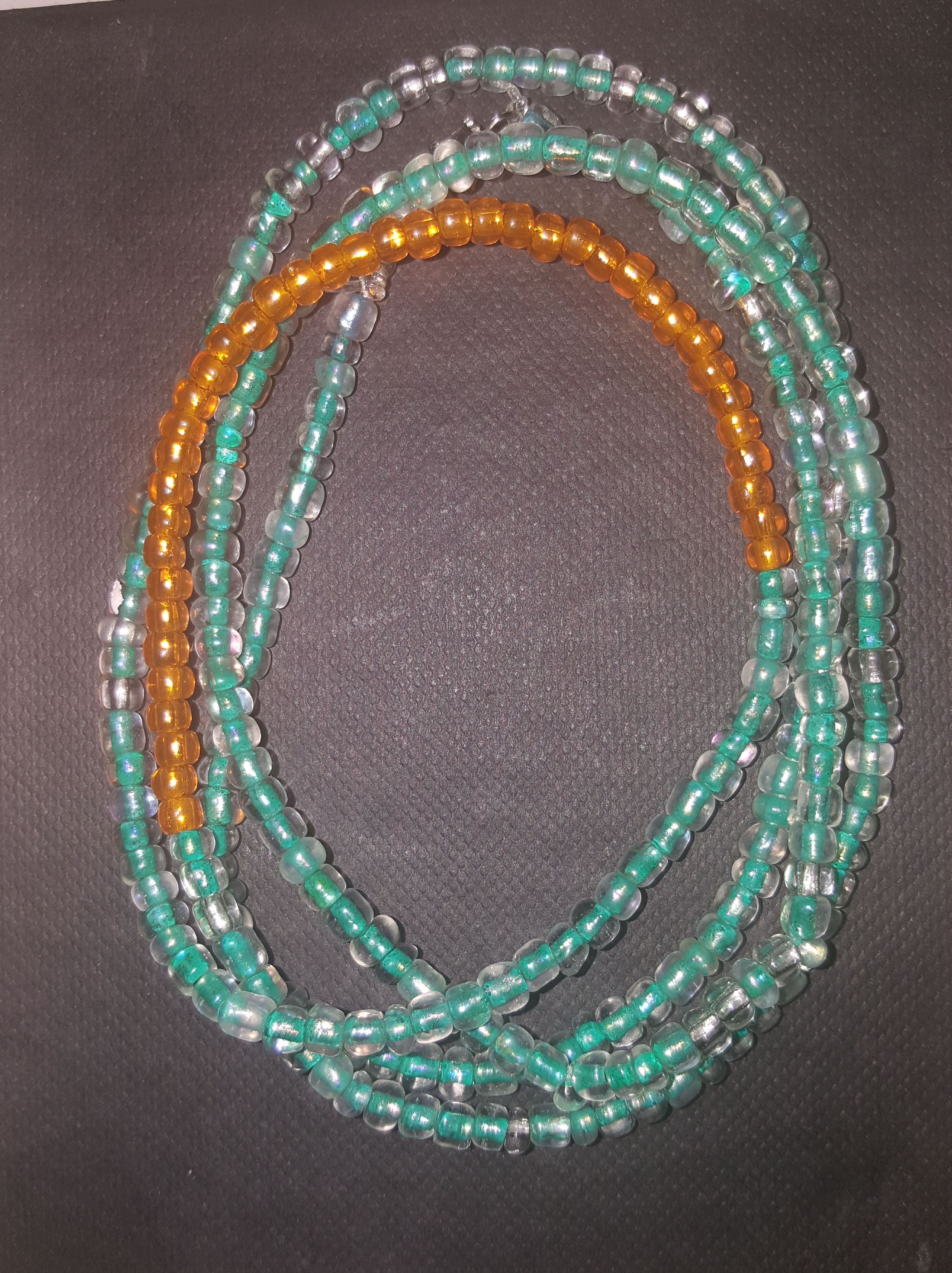 Aqua&Orange Waist Beads(35")