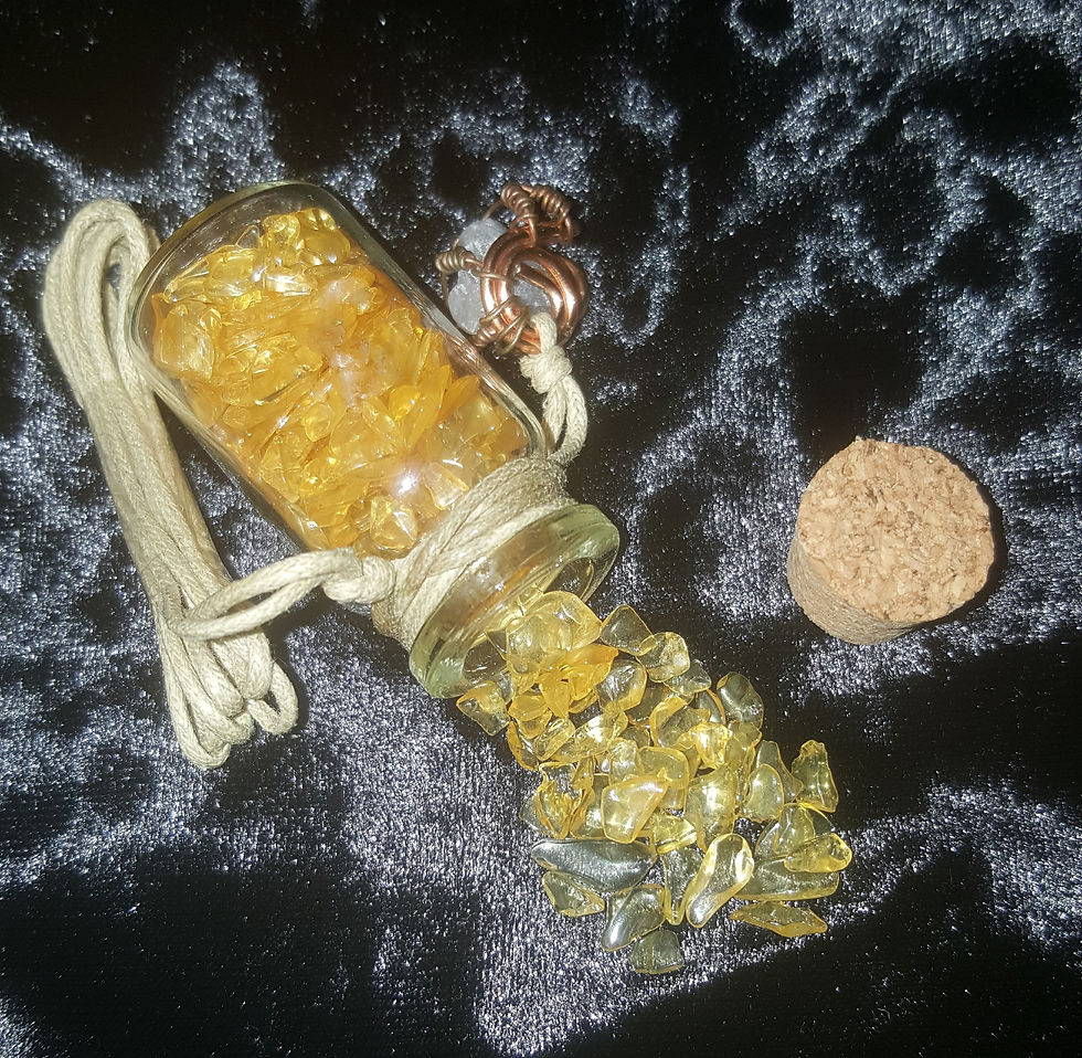 Thumbnail: Citrine Wired Vial Necklace (Tan Cord)