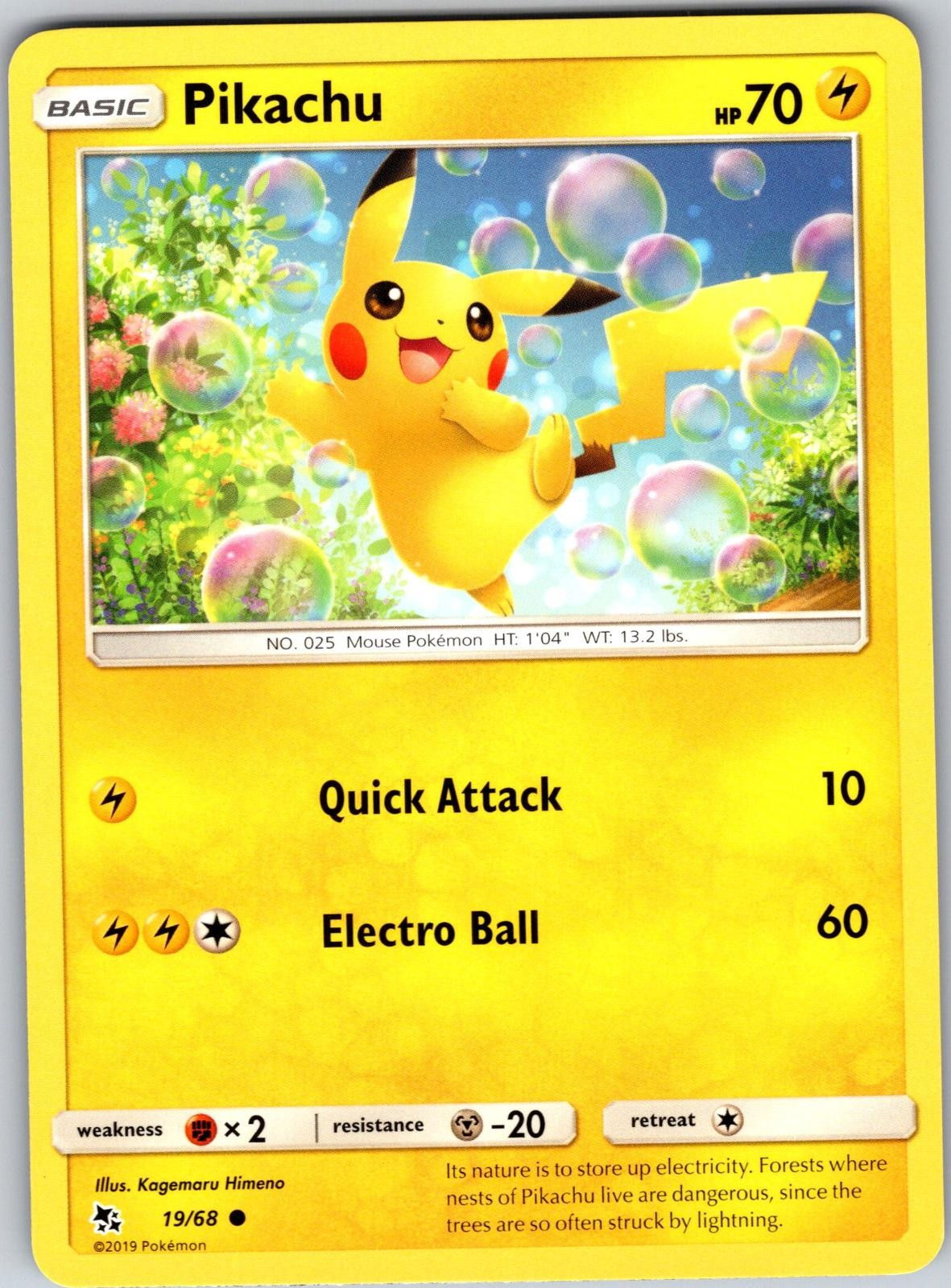 Pikachu 19/68 Common Hidden Fates Pokemon Near Mint