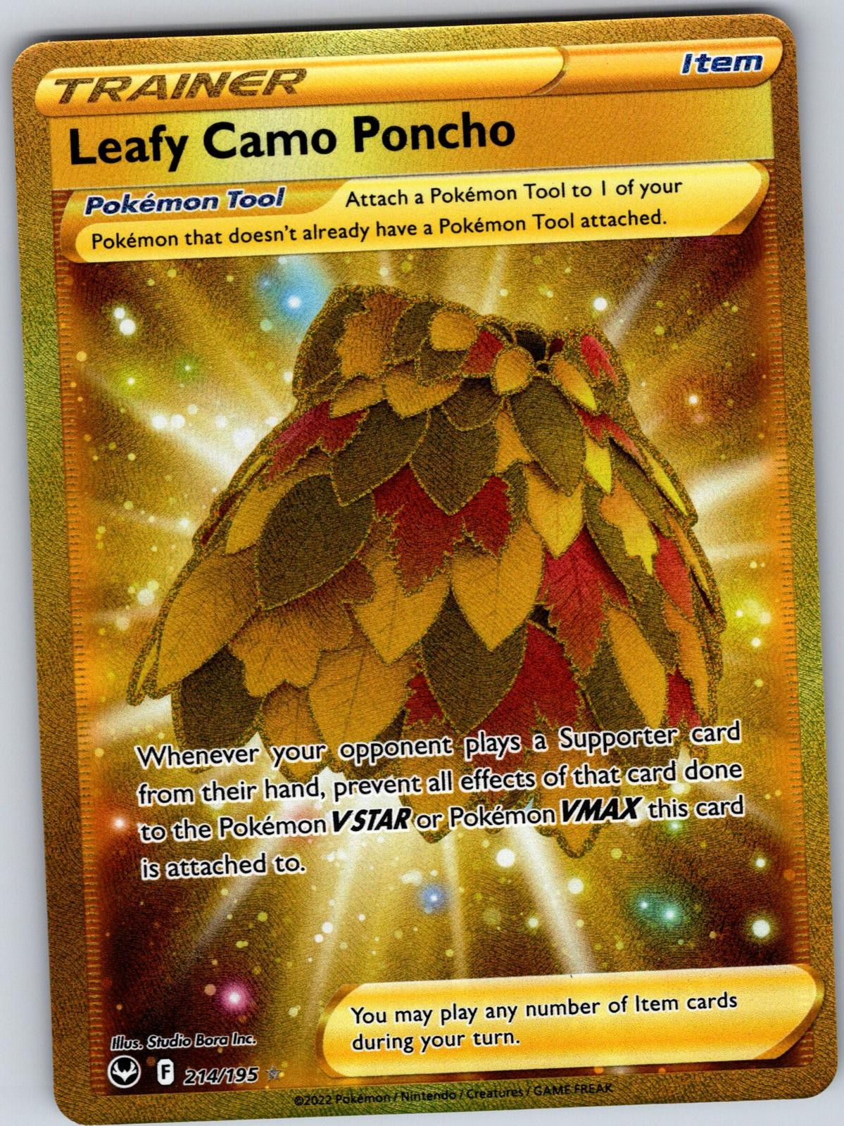 Leafy Camo Poncho 214/195 Secret Rare Silver Tempest Pokemon Holo Near Mint