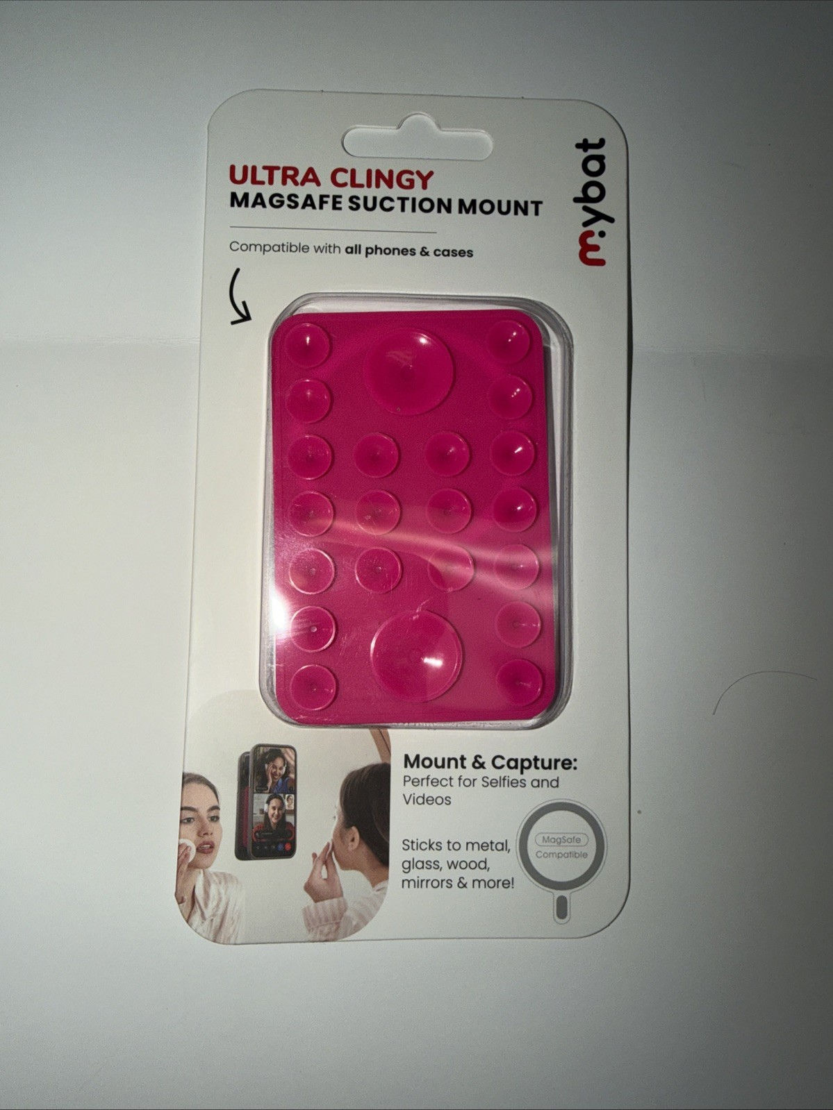 Mybat PinkSuction Phone Mount Hands Free Mount Permanent Magsafe Backing