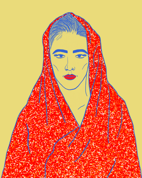 Female illustration in red cape
