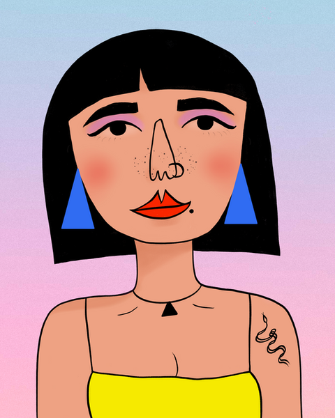 Female illustration with bold colors