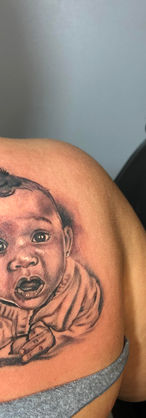 portrait tattoo baby black and grey portrait
