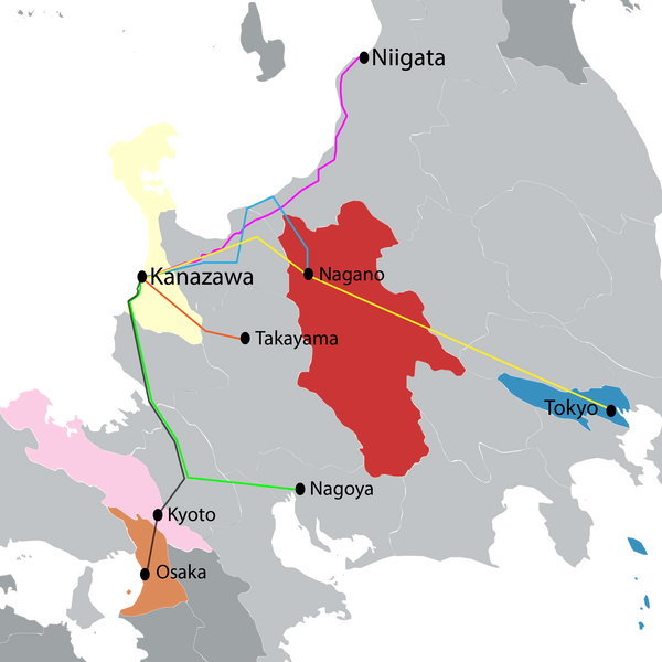 How to get to Kanazawa train shinkanasen map