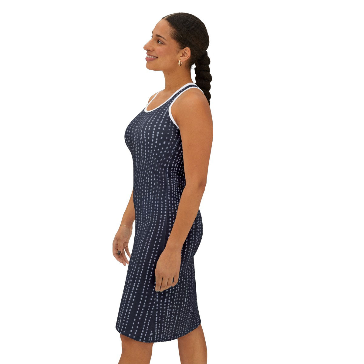 Sworthe By Joseph Dowdy Navy Blue Stripe Women's Racerback Dress