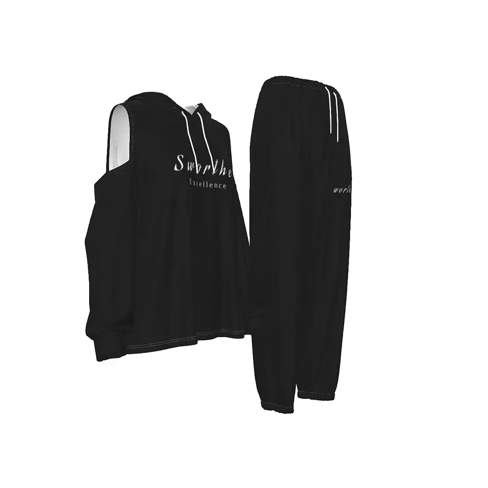 Thumbnail: Sworthe By Joseph Dowdy Women's Cold-Shoulder Hoodie Sports Suit