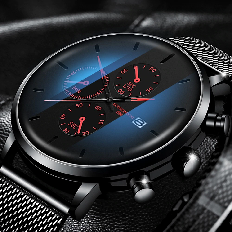 Thumbnail: 2021 Luxury Mens  Quartz Slim Mesh Steel Waterproof Watch