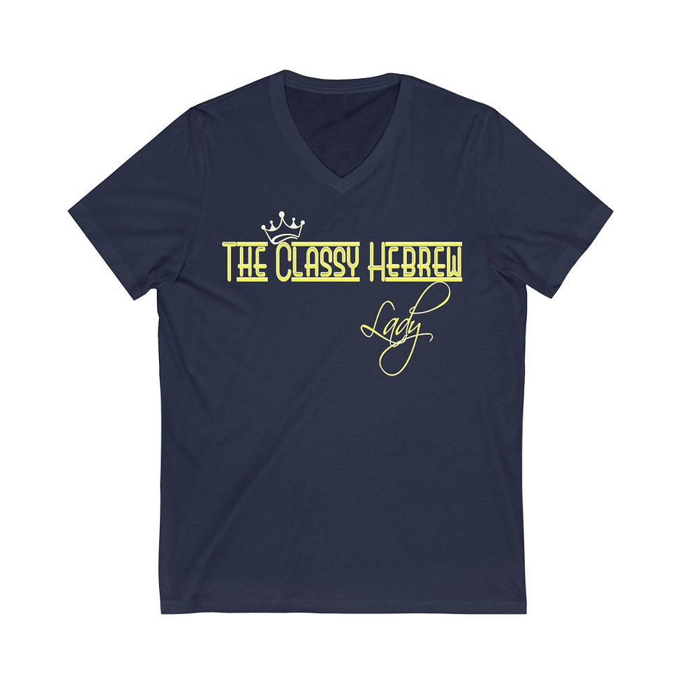 Thumbnail: YHWH FOREVER The Classy Hebrew Lady Unisex Jersey Short Sleeve V-Neck Tee