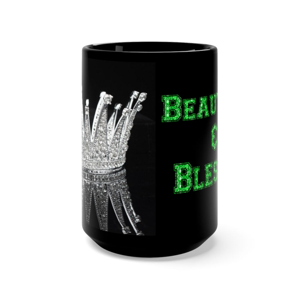 The Classy Collection Beautiful & Blessed Green Black Mug 15oz
