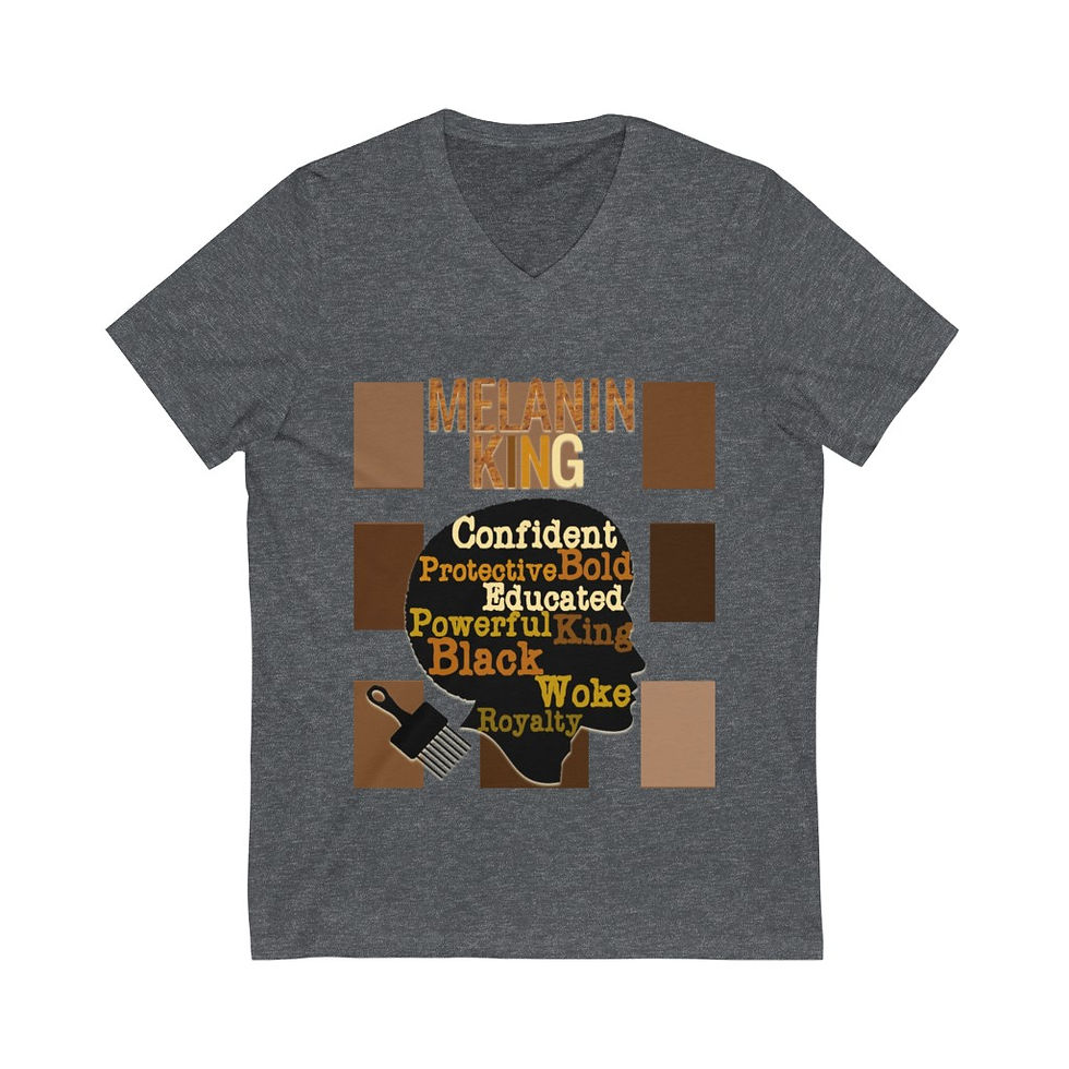 Thumbnail: The Classy Hebrew Melanin King Unisex Jersey Short Sleeve V-Neck Tee