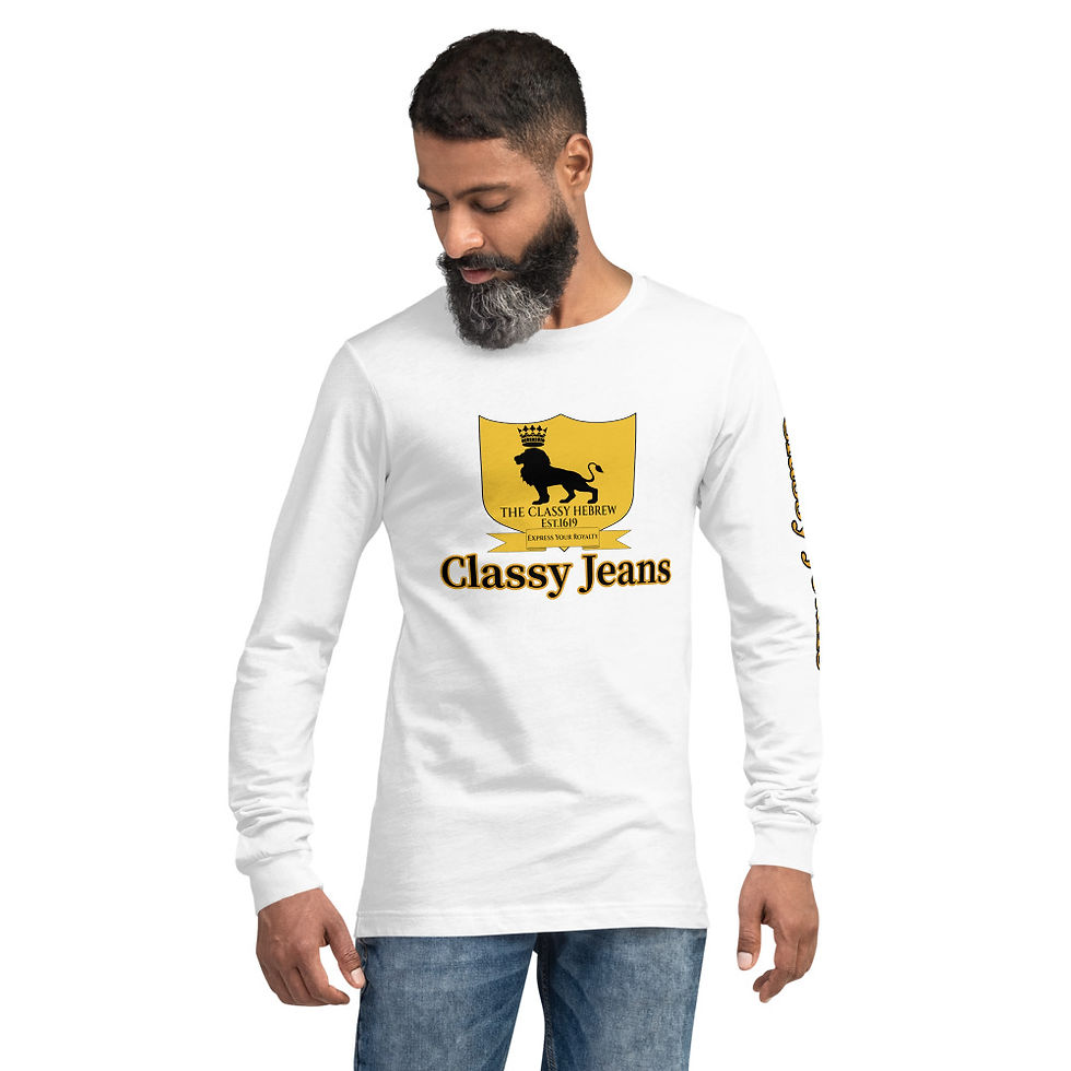 Thumbnail: The Classy Hebrew Classy Character Jeans Unisex Long Sleeve Tee