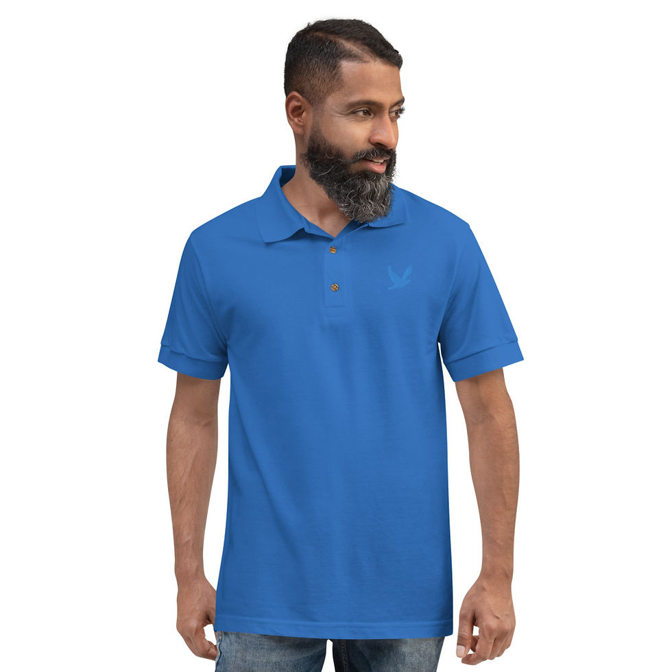 Thumbnail: YHWH FOREVER Blue Dove Logo Embroidered Polo Shirt